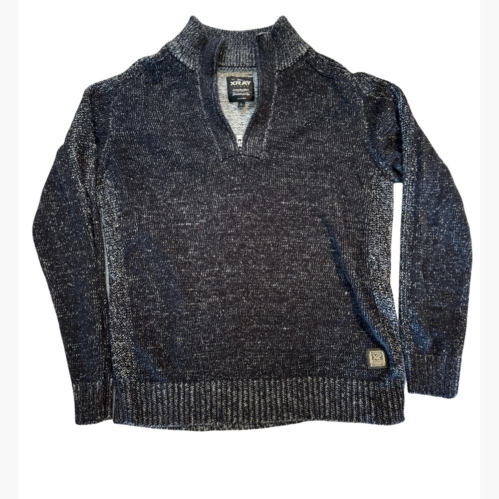 X-Ray Men’s Charcoal Gray Quarter Zip Sweater – Size Large